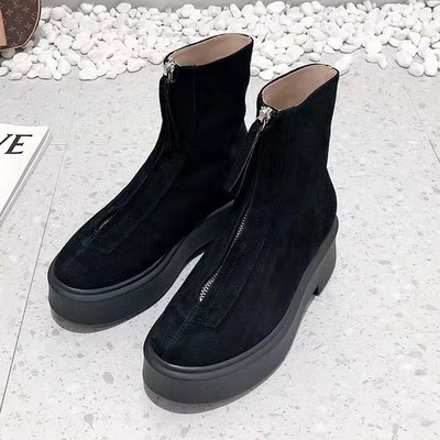 Jesen Zima Viteške čizme s debelim potplatom Ženske čizme  s patentnim zatvaračem Luksuzne kvalitetne motociklističke čizme Ženske Bota