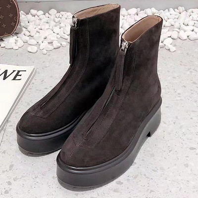 Jesen Zima Viteške čizme s debelim potplatom Ženske čizme  s patentnim zatvaračem Luksuzne kvalitetne motociklističke čizme Ženske Bota