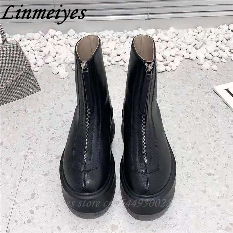 Jesen Zima Viteške čizme s debelim potplatom Ženske čizme  s patentnim zatvaračem Luksuzne kvalitetne motociklističke čizme Ženske Bota