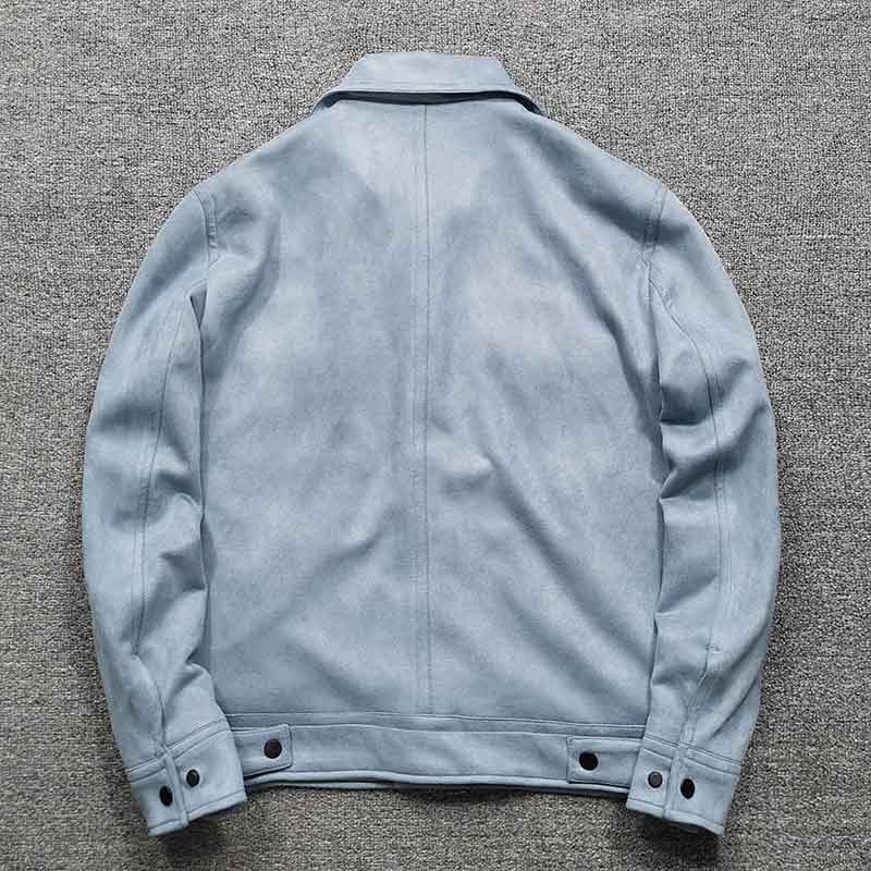 Mcikkny vīriešu pavasara rudens zamšādas ādas jakas, nolaižamas apkakles, ikdienas virsdrēbes, augšējais apģērbs vīriešiem, izmērs M-2XL