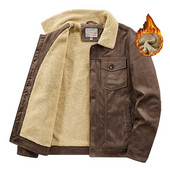 Mcikkny muške zimske kožne jakne od brušene kože Vintage kožne gornje odjeće s podstavom od flisa, kaputi za muškarce, vjetrobran, veličina M-5XL