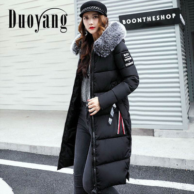 Zimske ženske jakne i kaputi s krznenim ovratnikom za 2022., tople pamučne parke s patentnim zatvaračem Jednobojna ženska duga ležerna gornja odjeća