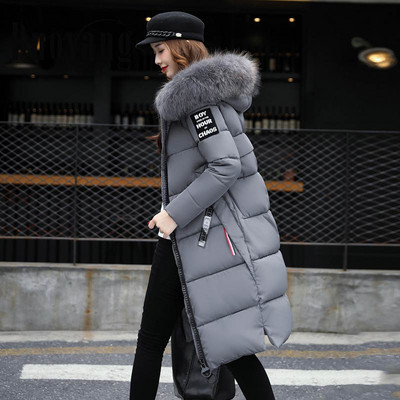 Zimske ženske jakne i kaputi s krznenim ovratnikom za 2022., tople pamučne parke s patentnim zatvaračem Jednobojna ženska duga ležerna gornja odjeća