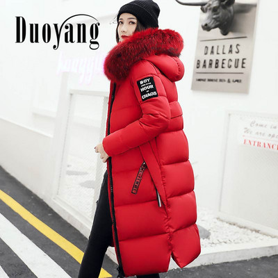 Zimske ženske jakne i kaputi s krznenim ovratnikom za 2022., tople pamučne parke s patentnim zatvaračem Jednobojna ženska duga ležerna gornja odjeća