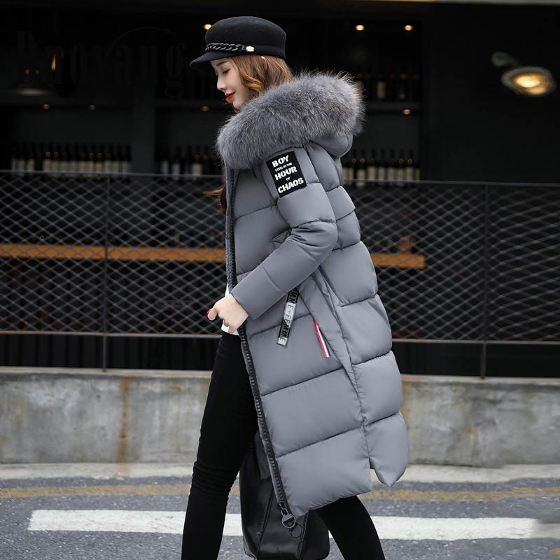 Zimske ženske jakne i kaputi s krznenim ovratnikom za 2022., tople pamučne parke s patentnim zatvaračem Jednobojna ženska duga ležerna gornja odjeća