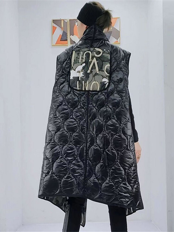 XITAO prsluk s uzorkom s printom, ženski modni džepni prsluk s obožavateljicom božice s jednim dojkom, jesen 2021., manjinski prsluk bez rukava s pismom GWJ1269