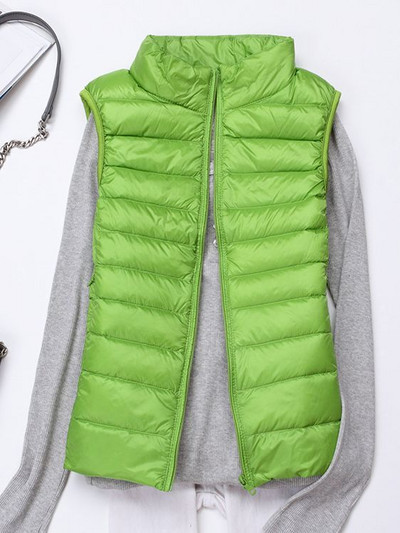 Ženski prsluci 2022, nova jesen, zima, ultra lagani prsluk s pačjim puhom, ženska tanka jakna bez rukava, topli pufer prsluk otporan na vjetar