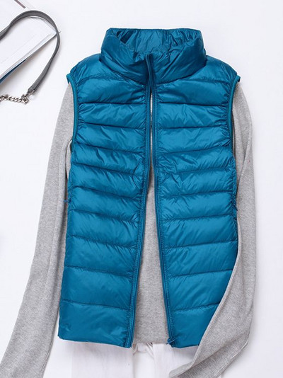 Ženski prsluci 2022, nova jesen, zima, ultra lagani prsluk s pačjim puhom, ženska tanka jakna bez rukava, topli pufer prsluk otporan na vjetar