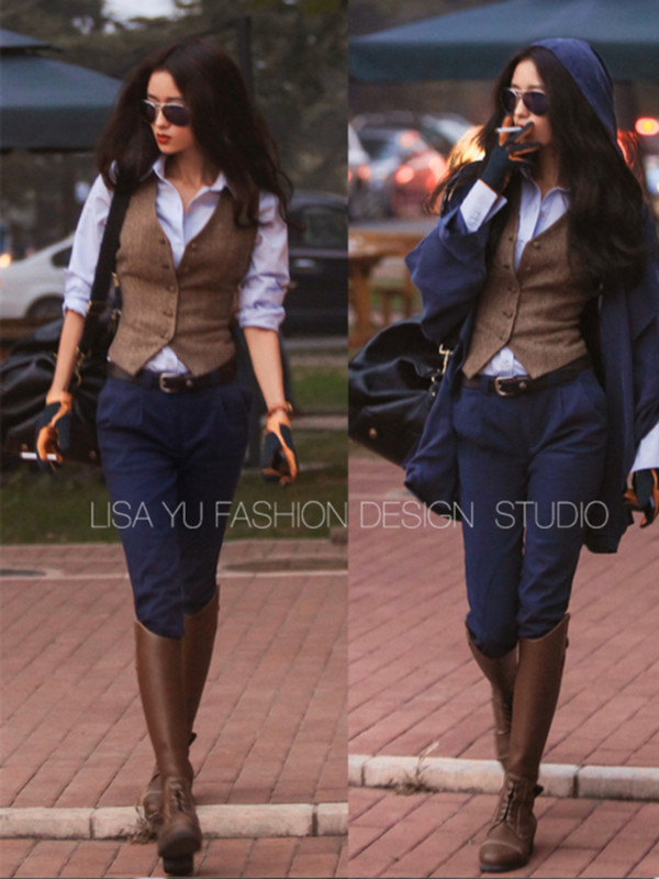 Női öltöny mellény Üzleti kabát karcsúsított formális mellény Retro gyapjú Tweed chalecos