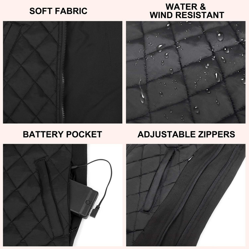 2022. gada sieviešu apsildes veste rudens un ziemas kokvilnas veste USB infrasarkanais elektriskais apsildes tērps elastīga termiskā ziemas siltā jaka