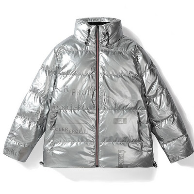 Jauna vīriešu jaka, 2022. gada ziemas, polsterēta un bieza vīriešu pīļu dūnu jaka ikdienas vienkrāsu virsdrēbes, siltas virsjakas