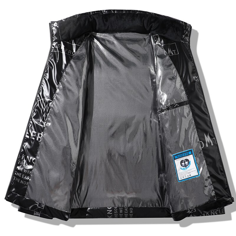 Jauna vīriešu jaka, 2022. gada ziemas, polsterēta un bieza vīriešu pīļu dūnu jaka ikdienas vienkrāsu virsdrēbes, siltas virsjakas