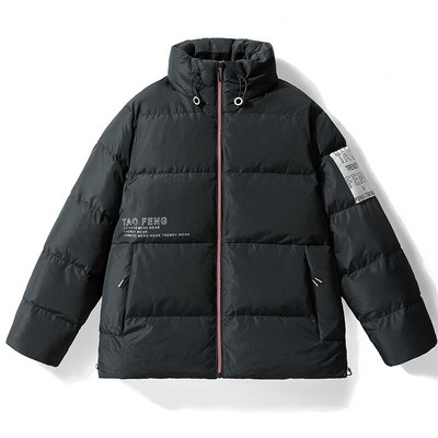 Jauna ziemas jaka Vīriešu ikdienas silti, biezi dūnu mēteļi Vīriešu statīvs krāsainas dūnu jakas Vēja necaurlaidīgas vienkrāsainas mēteļi