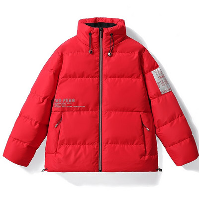 Jauna ziemas jaka Vīriešu ikdienas silti, biezi dūnu mēteļi Vīriešu statīvs krāsainas dūnu jakas Vēja necaurlaidīgas vienkrāsainas mēteļi