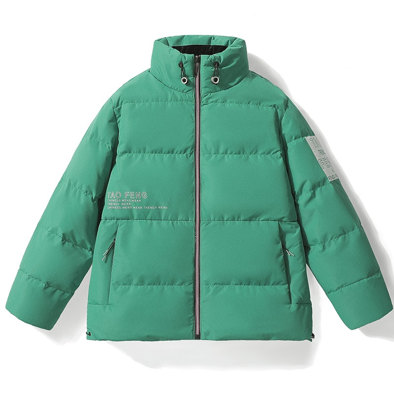 Jauna ziemas jaka Vīriešu ikdienas silti, biezi dūnu mēteļi Vīriešu statīvs krāsainas dūnu jakas Vēja necaurlaidīgas vienkrāsainas mēteļi