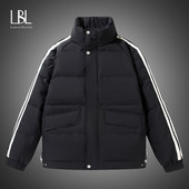 Ziemas vīriešu jaka Jauna modes vīriešu baltā pīle dūnu jakas Ikdienišķa silta bieza virsdrēbes Statīvs apkakle Vēja necaurlaidīgi mēteļi