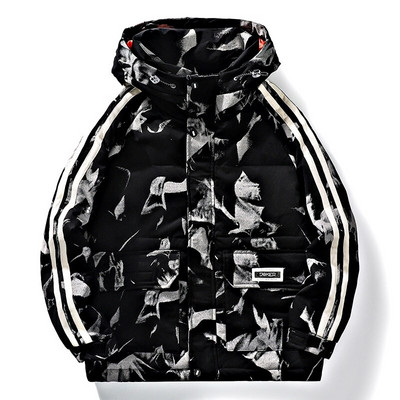 Madingos vyriškos pūkinės striukės žieminės Naujos šiltos storos striukės Laisvalaikio paminkštintos kamufliažinės vyriškos parkinės striukės lauke, atsparios vėjui viršutiniai drabužiai