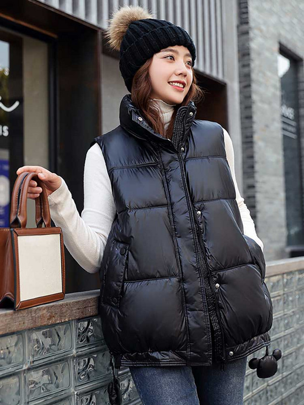 Dizajnerski ženski prsluk, slatka ležerna jednobojna jakna bez rukava, modni novi, jednostavni zimski ženski prsluk za 2022.