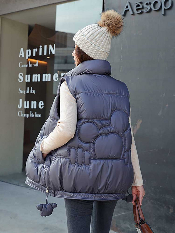 Dizajnerski ženski prsluk, slatka ležerna jednobojna jakna bez rukava, modni novi, jednostavni zimski ženski prsluk za 2022.