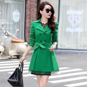 Trenč kaput Ženski kaput s duplim kopčanjem Čipkani ženski jesenski ležerni kaputi Vjetrovka Topla odjeća Preveliki baloner Vruća rasprodaja