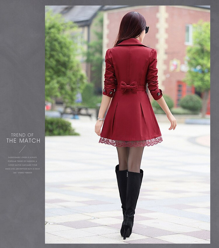 Trenč kaput Ženski kaput s duplim kopčanjem Čipkani ženski jesenski ležerni kaputi Vjetrovka Topla odjeća Preveliki baloner Vruća rasprodaja