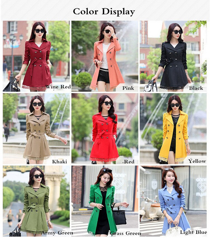 Trenč kaput Ženski kaput s duplim kopčanjem Čipkani ženski jesenski ležerni kaputi Vjetrovka Topla odjeća Preveliki baloner Vruća rasprodaja