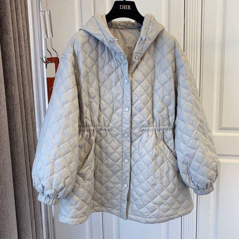 Pamučna jakna s kapuljačom Ženska zimska dijamantna jakna 2021. Opušteni ležerni kaput u korejskom stilu Lagana tanka gornja odjeća Abrigo Mujer