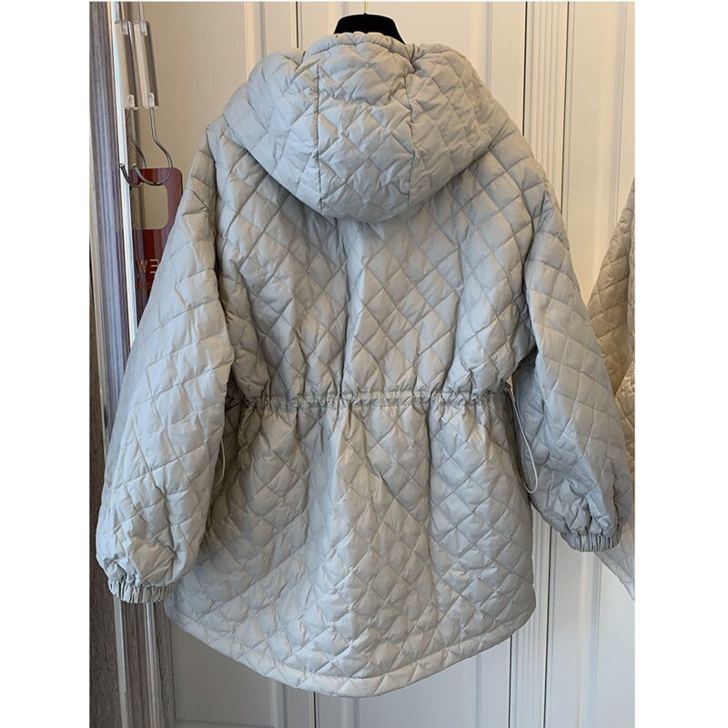 Pamučna jakna s kapuljačom Ženska zimska dijamantna jakna 2021. Opušteni ležerni kaput u korejskom stilu Lagana tanka gornja odjeća Abrigo Mujer