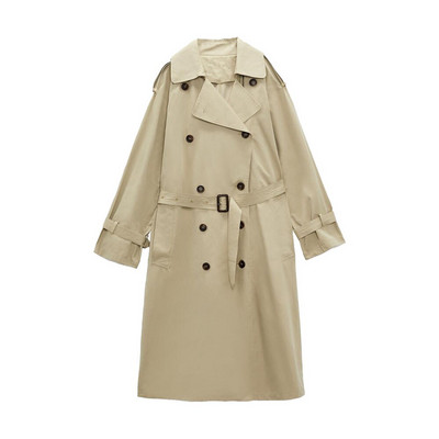 Ženska jesenska nova moda 2022. Široki trenčkot s duplim hlačama Vintage ženski kaput s remenom i dugim rukavima, šik kaput