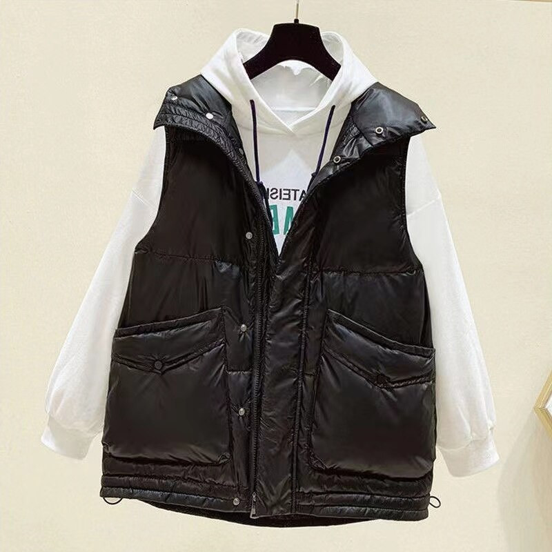 2022. gada lielizmēra ziemas dūnu veste sievietēm, ikdienišķa jaka bez piedurknēm, ziemas gara, ķermenim silta veste bez piedurknēm