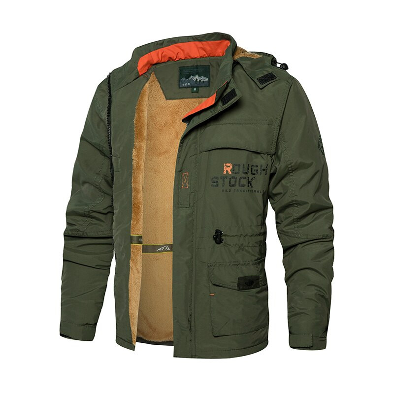 Muška parka, debela, topla krznena vojna jakna s kapuljačom, muška zimska, nova vanjska jakna, planinarenje, kampiranje, planinarenje, skijanje, vanjska odjeća