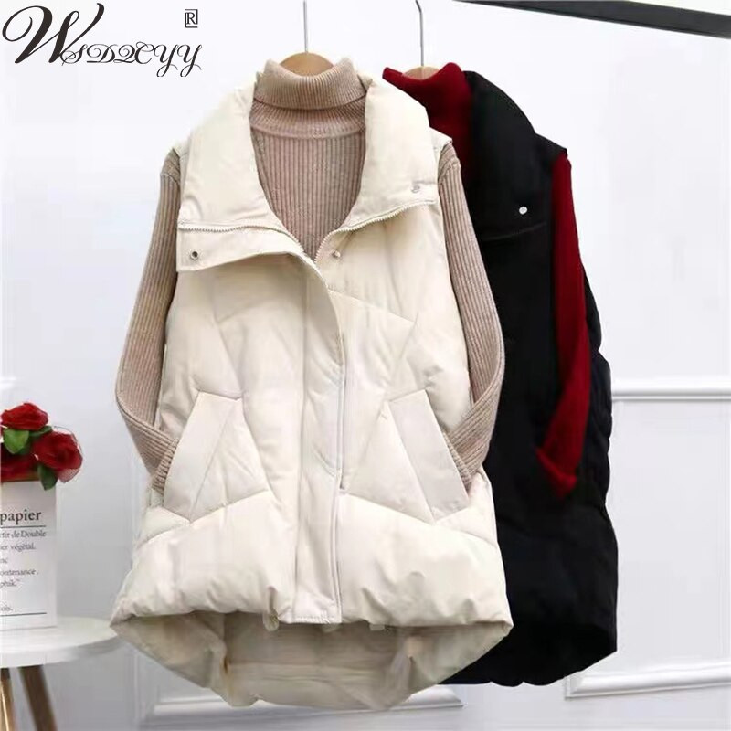 Prevelika veličina M-4xl Zimski puhasti prsluk Ženska ležerna univerzalna jakna bez rukava Ženski široki prsluk s kapuljačom Snježna odjeća