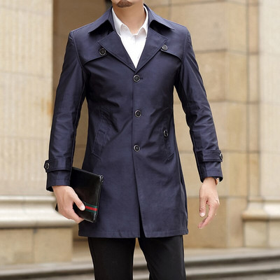 Thoshine márka tavaszi őszi férfi hosszú kabátok Kiváló minőségű gombok Férfi divatos felsőruházat dzsekik elegáns alkalmi nagy méretű