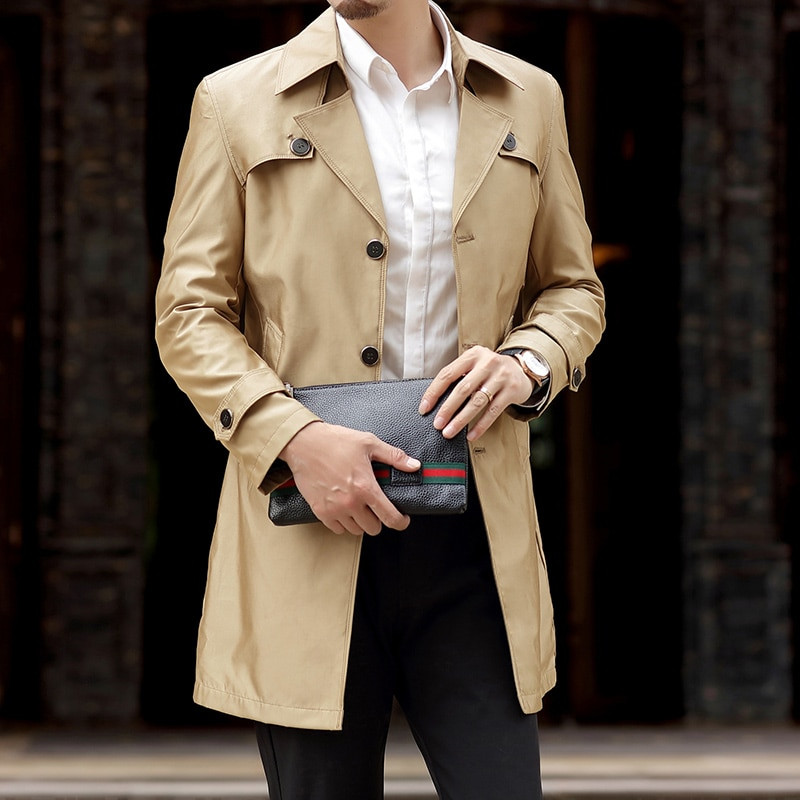 Thoshine márka tavaszi őszi férfi hosszú kabátok Kiváló minőségű gombok Férfi divatos felsőruházat dzsekik elegáns alkalmi nagy méretű