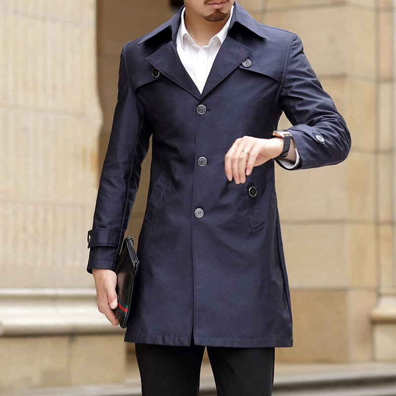 Thoshine márka tavaszi őszi férfi hosszú kabátok Kiváló minőségű gombok Férfi divatos felsőruházat dzsekik elegáns alkalmi nagy méretű