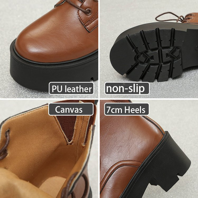 JMPRS Ženske gležnjače s debelom platformom Jesen 2022. Debele cipele na vezanje Ženske retro crne kratke čizme od pu kože