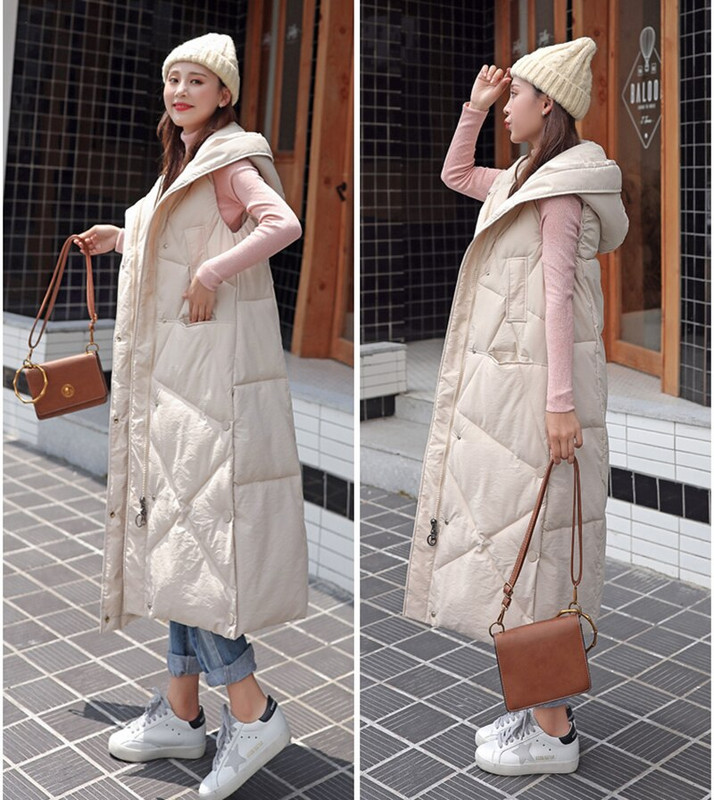 2022. g. Jaunas X garās vestes ar kapuci Parkas Modes ziemas jaka sievietēm ikdienišķa bieza dūnu kokvilnas ziemas mētelis sieviešu silta veste