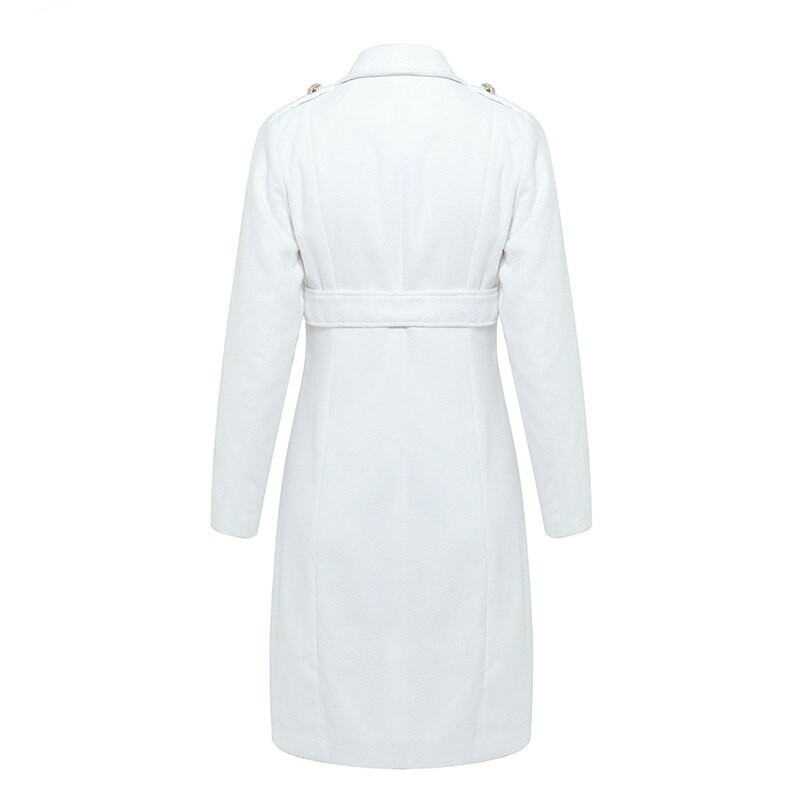 Sieviešu vintage divrindu mētelis ar baltu jostu, tievs garais mētelis sievietēm ziemas biroja masīvs mētelis