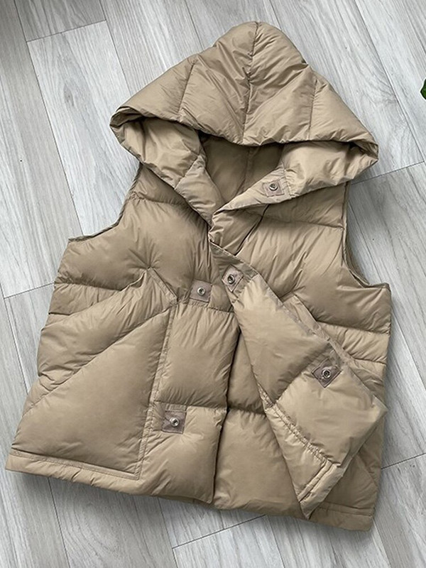 2022. gada jauns rudens ziemas kapuci 90% baltas pīles dūnu veste sieviešu lielizmēra biezas, vienkāršas, ikdienišķas formas veste