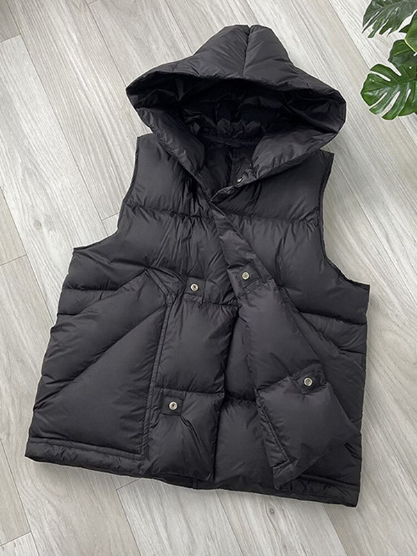 2022. gada jauns rudens ziemas kapuci 90% baltas pīles dūnu veste sieviešu lielizmēra biezas, vienkāršas, ikdienišķas formas veste