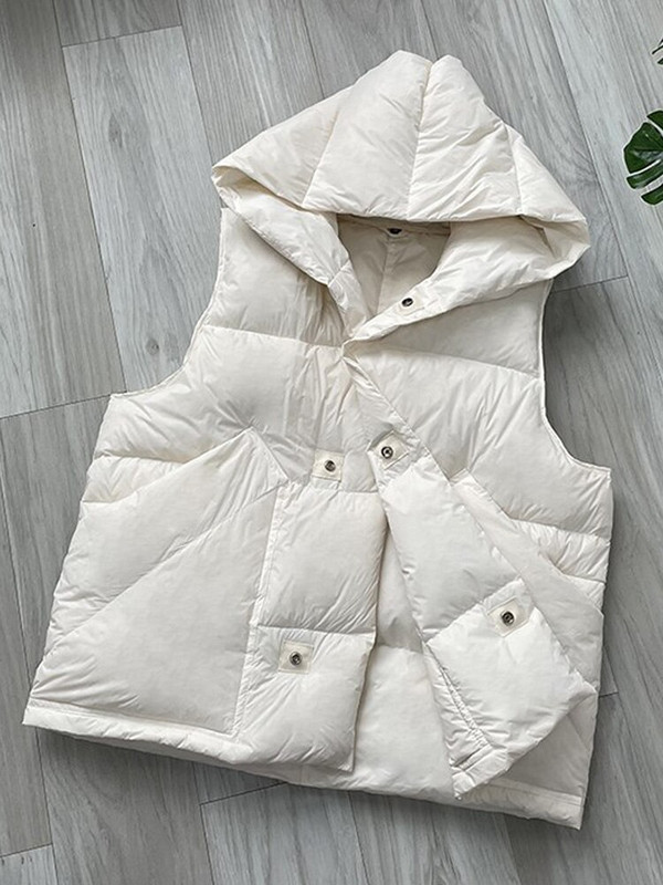 2022. gada jauns rudens ziemas kapuci 90% baltas pīles dūnu veste sieviešu lielizmēra biezas, vienkāršas, ikdienišķas formas veste