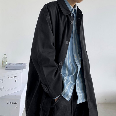 Meesterõivad 2022. aasta sügismood Uued üherealised kaevikuriided Meeste pikk mantel Lahtine mantel Trend Ilus vabaaja tuuletõke