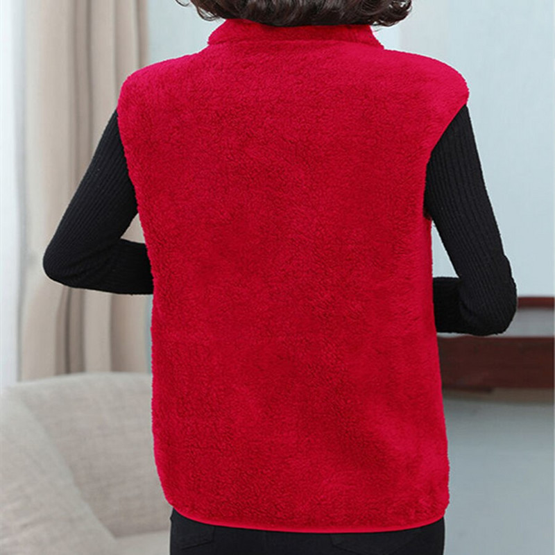 Divpusējas rudens ziemas žaketes ikdienas veste bez piedurknēm jaka Biezs mētelis Lielizmēra 4XL mākslīgā koraļļu vilnas plīša sieviešu veste