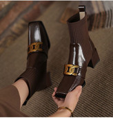 2021. gada jauni ziemas adīšanas sieviešu apavi Modes, grezni, vidēji papēži, silti sniega zābaki Chelsea Goth potītes, biezi zeķu zābaki Mujer Zapatos