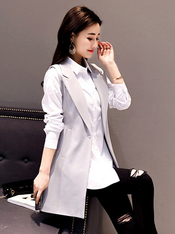 Aelegantmis klasiska garā veste sievietēm elegants uzvalks veste pavasara rudens bezpiedurknēm jakas Virsdrēbes Biroja dāmu tieva veste
