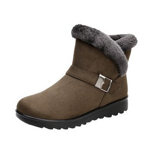 Ziemas silti sieviešu zābaki Biezi plīša sniega zābaki Sieviešu rāvējslēdzējs Ērti āra zābaki Ikdienas kokvilnas apavi Botas De Mujer