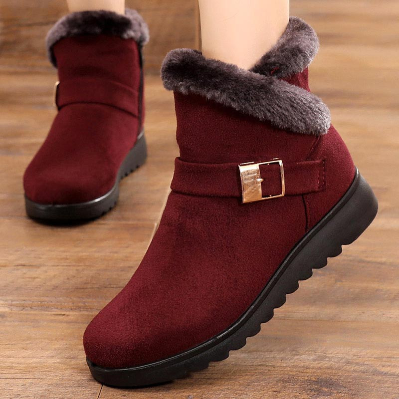 Ziemas silti sieviešu zābaki Biezi plīša sniega zābaki Sieviešu rāvējslēdzējs Ērti āra zābaki Ikdienas kokvilnas apavi Botas De Mujer