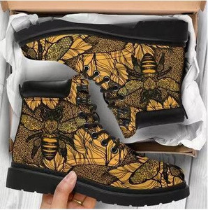 Proljetno-jesenska modna ženska radna odjeća Gležnjače od mikrovlakana Koža Alisa u zemlji čudesa Ženske visoke ravne čizme s printom