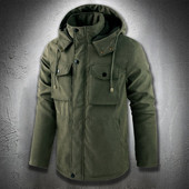 Parke Muške jakne s kapuljačom Deblja jakna s podstavom od flisa s više džepova Vanjski kaputi Muške vojne jakne veće veličine održavaju toplinu
