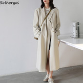 Žene Trench Temperament Femme Dizajnirana urezana dugačka vanjska odjeća Nepravilan minimalizam Harajuku Japanski krojeni Vintage Ins Mujer